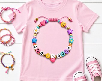 Kids Beaded Heart Graphic Tee, God Is Good Christian Apparel