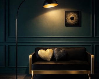 Dimmable Modern Floor Lamp, Industrial Arc Tall Standing Lamp in Black or Gold, Customizable