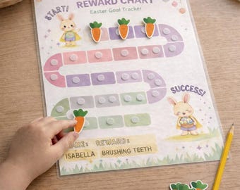 Kids Easter Reward Chart Printable – Bunny Sticker Chore Chart for Behavior and Responsibility