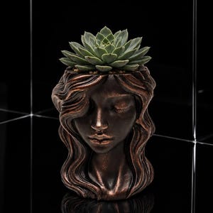 Woman Head Planter, Minimalist White Cement Vase, Face Succulent Pot, Modern Indoor Decor, Dark Academia Home Accents, Sculptural Plant Pot