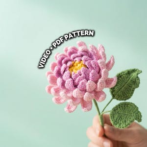 Virkat Dahliablommönster: PDF- och videohandledning | Enkelt och nybörjarvänligt | Blombukett