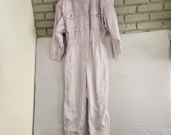 Abraxas Vintage 80s 90s Lavender Nylon Flight Suit Jumpsuit Lilac Womens Medium