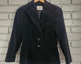 JH Collectibles Vintage Black Velvet Blazer Jacket 100% Cotton Size 4-5