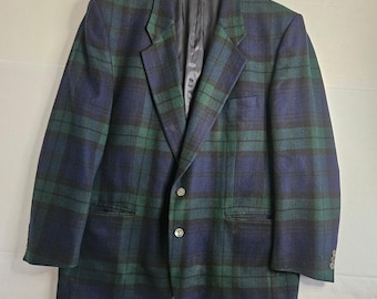 Vtg Burberrys Cashmere Black Watch Tartan Plaid Sport Coat Blazer Saks Fifth Ave