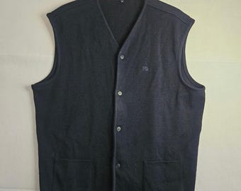 Burberry London herenbodywarmer marineblauw merinowolmix gebreid vest met knopen aan de voorkant 10