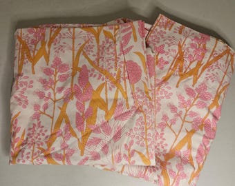 Vintage Wamsutta Ultracale Twin Sheet Set Pink Yellow Floral Wheat Made in USA