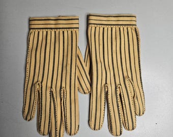 Guantes de algodón a rayas amarillas Vintage Wear-Right Le Gant Hermes Paris, talla 6.5