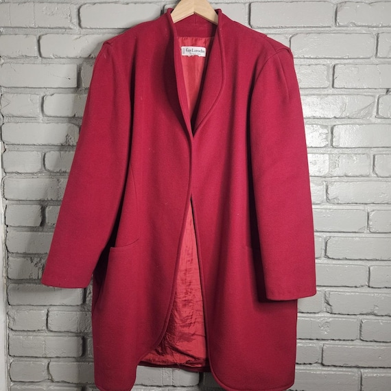 Guy Laroche, Vintage Guy Laroche Womens Coat Extra Large Red Paris Open Front