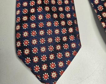 Vintage Pierre Balmain herenstropdas zijde bloemen rood blauw Parijs Frankrijk