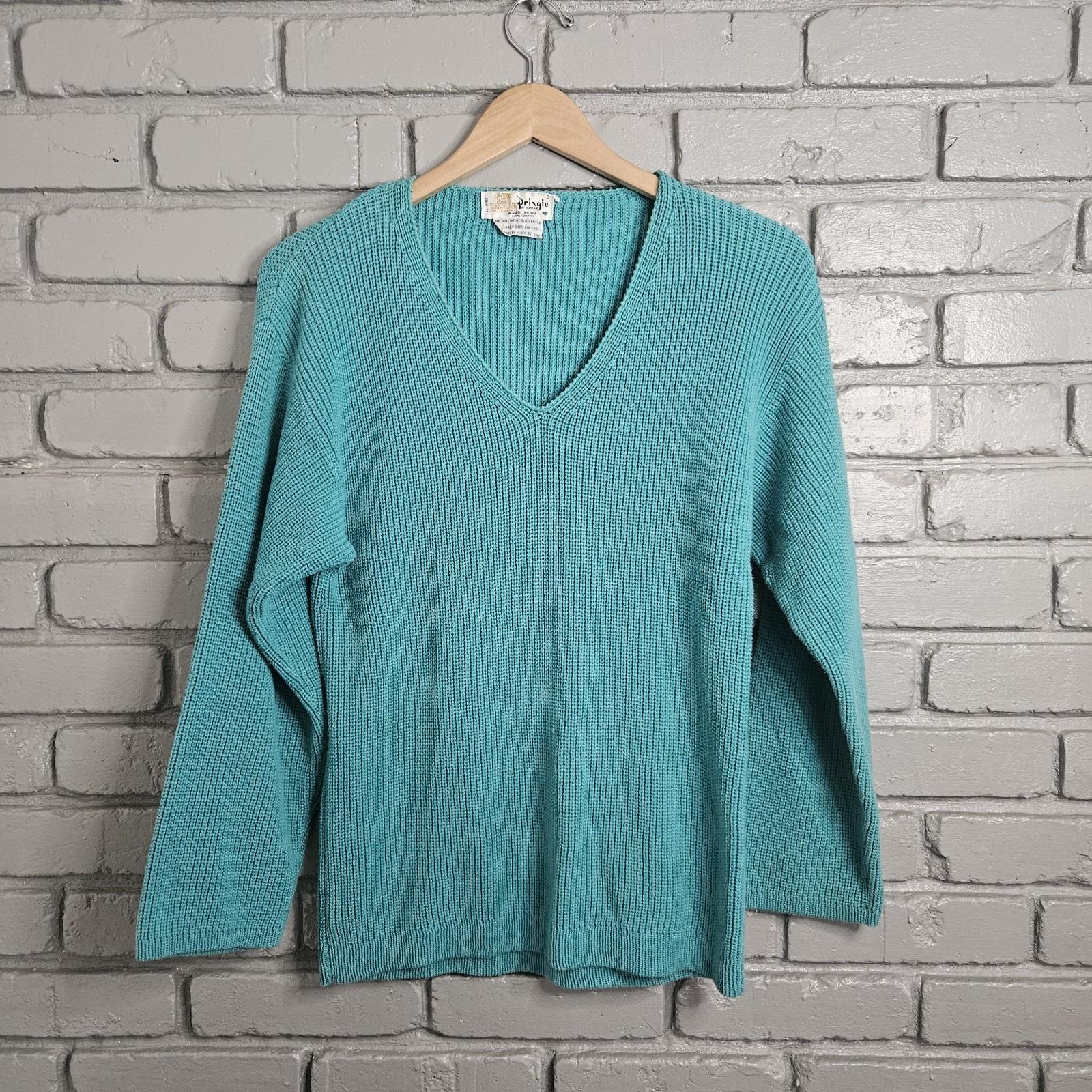 Pringle of Scotland, Vintage Pringle Of Scotland Womens Sweater Small Teal Cotton