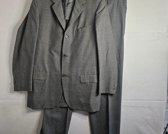 ヴィンテージ ヒッキー・フリーマン メンズ グレー グレンチェック スーツ ジョージ・J・グッド バークレー ウール 42R 32W