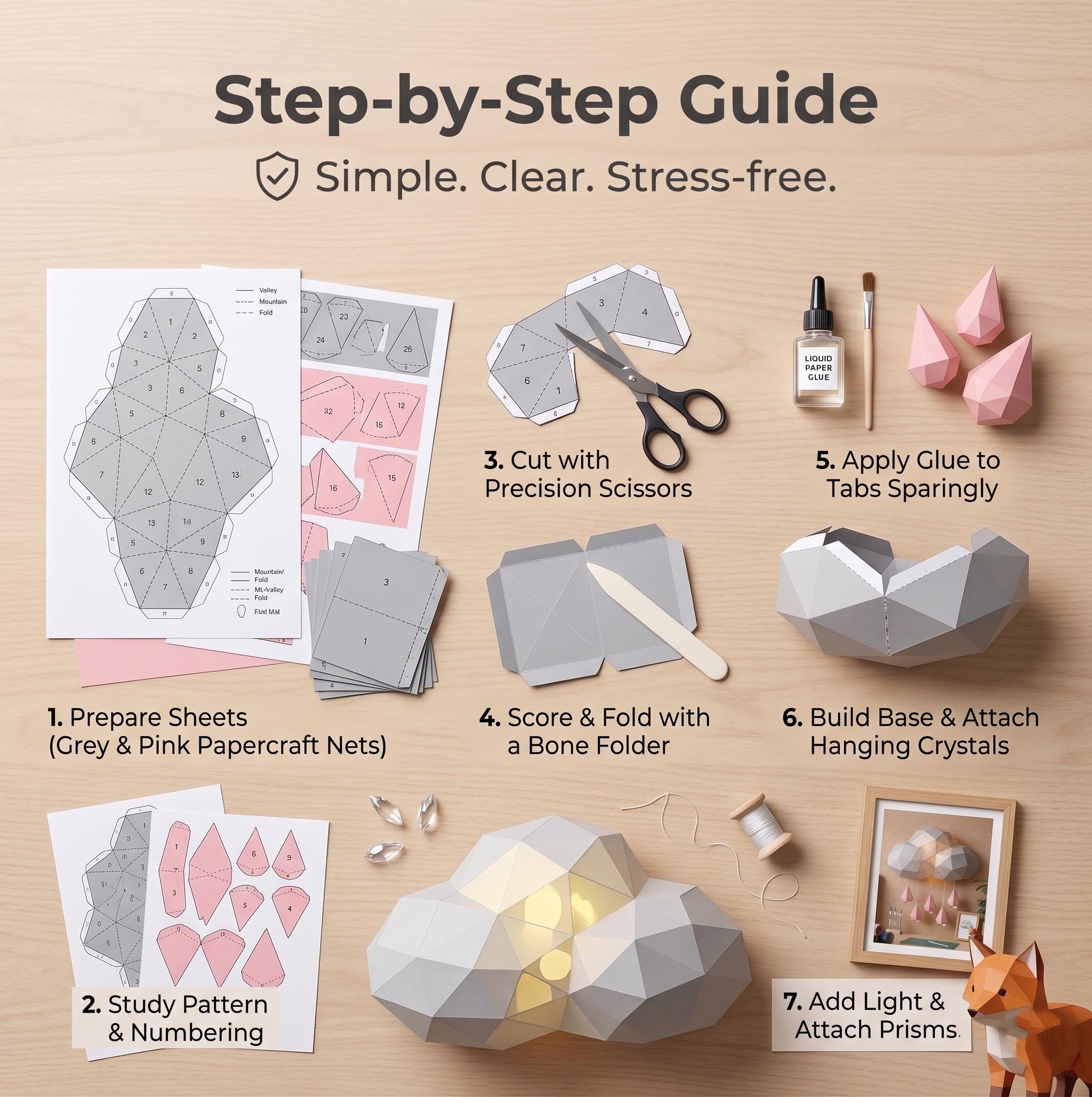 Cloud 3D Papercraft Template, DIY Paper Cloud Wall Decor, Low Poly ...
