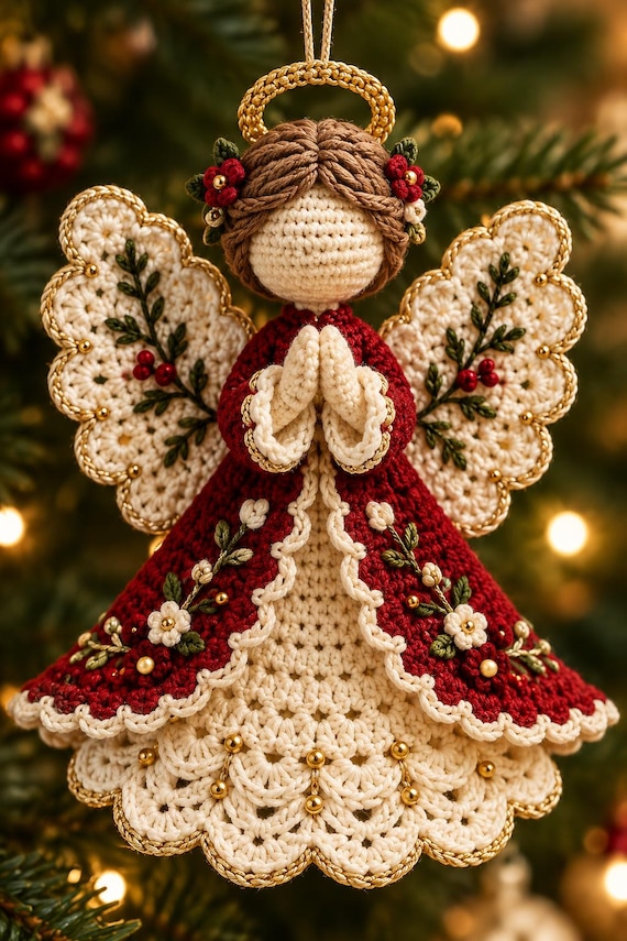 Crochet Angel Ornament Pattern PDF, Christmas Angel Crochet Pattern, Holiday Tree Decor, Digital Download Pdf