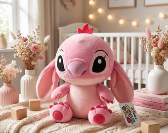 Peluche de ángel Stitch, peluche rosa de Disney, juguete extraterrestre suave para niños