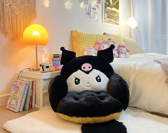 Kuromi Plush Floor Chair | Soft Anime Character Seating | Kawaii Kids Room Decor