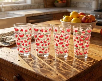 Copo de 473ml (16oz) com estampa de melancia, ideal para decoração de cozinha e como presente de verão.