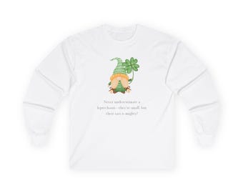 Gnome with Shamrock Long Sleeve Tee | St. Patrick's Day Lucky Gnome