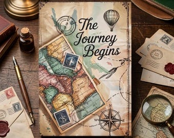 Vintage Map Travel Journal | Adventure Diary, Compass Planner (5.75"x8")