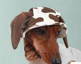 Cappello parasole per bassotto | Cappello da esterno per bassotto | Cappello da sole per bassotto con fori per le orecchie, regolabile, traspirante, per cani di piccola taglia, accessori per cani tasso