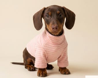 Mini-Dackel-Pyjama, weicher, warmer Dackel-Einteiler, rosa-gelbe Dackel-Hundekleidung für Frühling und Herbst, niedlicher kleiner Hunde-Pyjama für Welpen