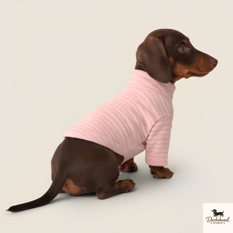 Mini-Dackel-Pyjama, weicher, warmer Dackel-Einteiler, rosa-gelbe Dackel-Hundekleidung für Frühling und Herbst, niedlicher kleiner Hunde-Pyjama für Welpen Bild 3