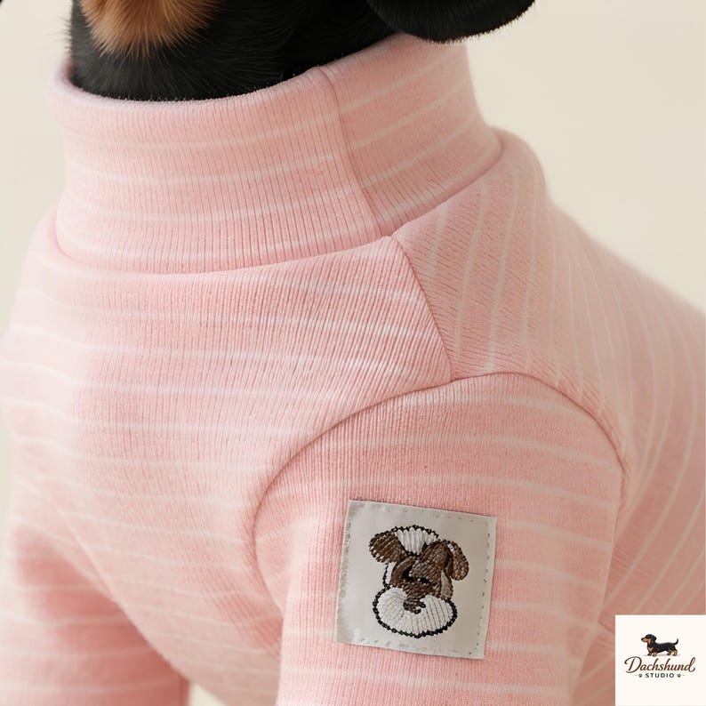 Mini-Dackel-Pyjama, weicher, warmer Dackel-Einteiler, rosa-gelbe Dackel-Hundekleidung für Frühling und Herbst, niedlicher kleiner Hunde-Pyjama für Welpen Bild 5