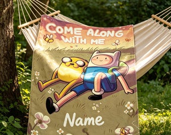 Personalisierte Adventure Time Fleece-Decke, Finn Jake Individueller Namenswurf