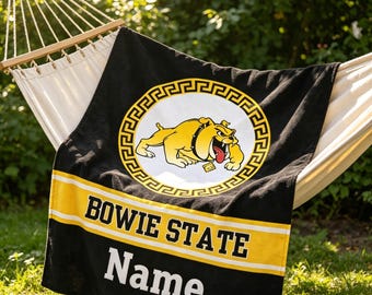 Personalisierte Bowie State BSU Decke weicher Überwurf, Grad Alumni Geschenk, Spieltag & Wohnheim werfen