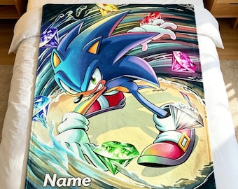 Personalisierte Sonic Fleece Decke, Benutzerdefiniertes Name Spiel Fan Geschenk