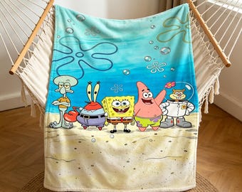 SpongeBob & Friends Blanket Soft Throw, Cartoon Throw, Warm Nostalgic Present For All Ages