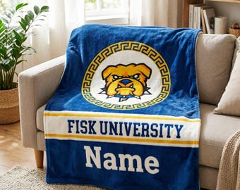 Personalisierte Fisk Universität Bulldogge Decke - HBCU Abschlussgeschenk, Wohnheim Dekor, Hecktür werfen