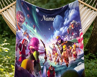Clash of Clans Benutzerdefinierte Decke weicher Überwurf, weicher Flanellüberwurf, ideales Geschenk für Gamer und jedes Alter