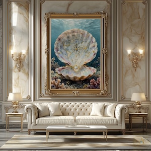 Moon Shell Map Print | Siren's Atlas Celestial Wall Art (Digital Download)