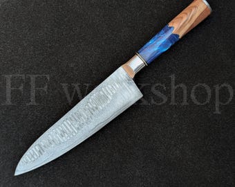 Damascus koksmes, gepersonaliseerd gegraveerd cadeau, natuurlijk palissander handvat, vlees- en Vegas-messen, verjaardagscadeau Moederdag