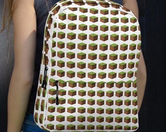 Mochila Pixel Style Mine Dirt con hierba - Mochila clásica para gamers