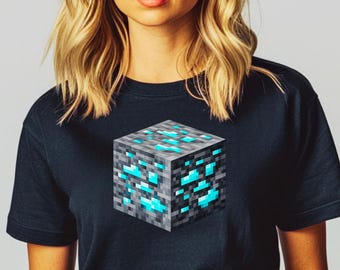 Camiseta estilo píxel con diseño de mina de diamantes: regalo clásico para gamers.