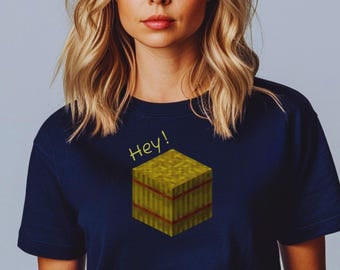 Camiseta estilo píxel con diseño de bloque de mina de heno: regalo clásico para gamers