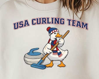 Sudadera de curling USA Silly Goose, cuello redondo para aficionados al curling
