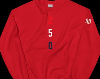 Sudadera con la bandera estadounidense de EE. UU. 250 - Sudadera con cuello redondo para el 250.º aniversario de Estados Unidos