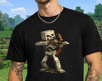 Camiseta Pixel Style Mine Skeleton: regalo clásico para gamers