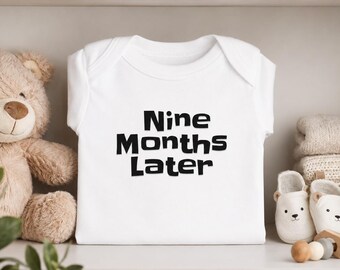 Funny Nine Months Later Baby Onesie - Newborn Infant Shower Gift V2