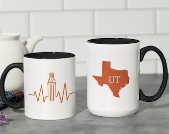 UT Tower Herzschlag Tasse, Austin Texas Longhorns Geschenk zum Abschluss