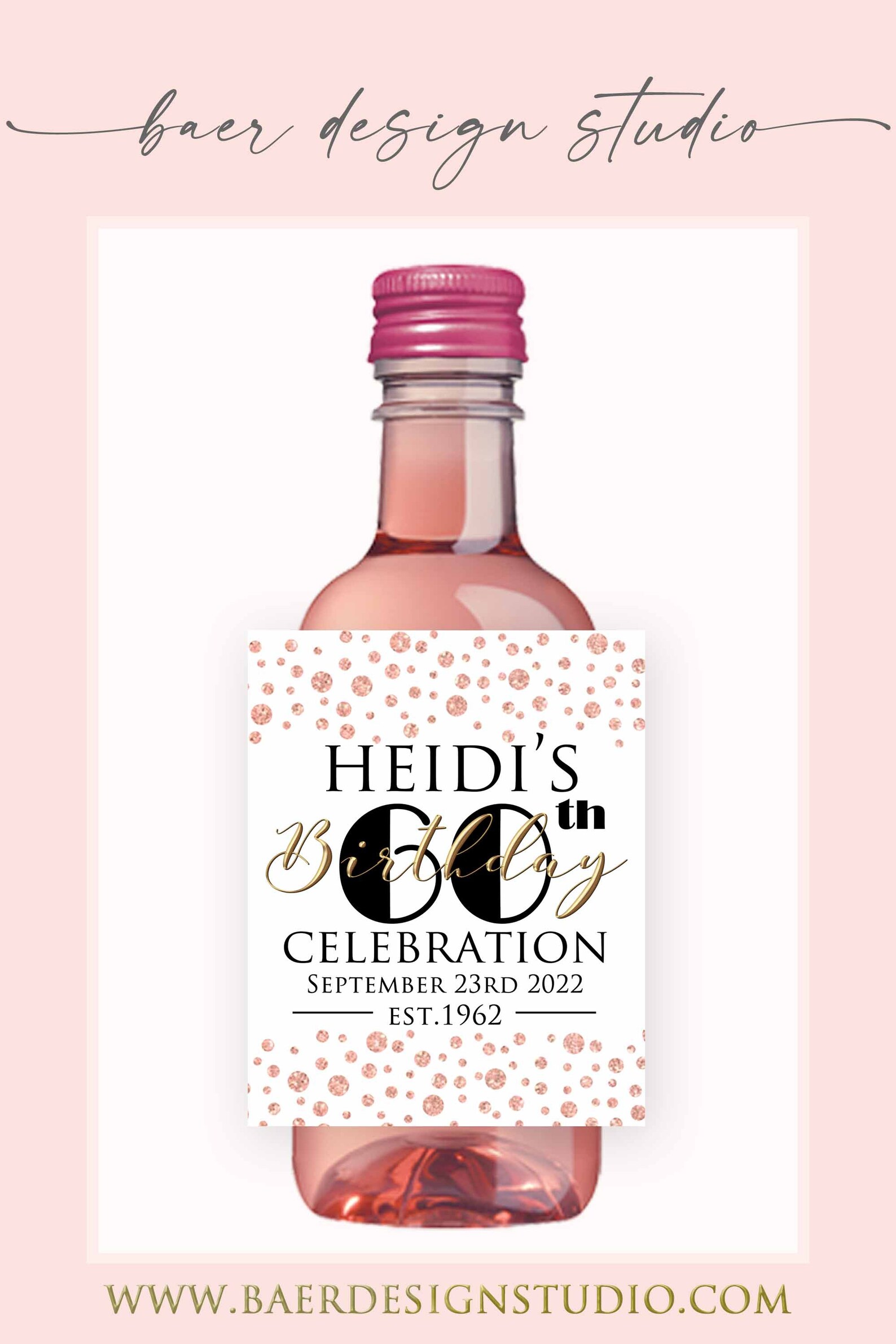 Rose Gold Personalized Label:printable Rose Gold Mini Wine - Etsy