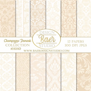 Damask Digital Paper, Blush Digital Paper, Wedding Digital Paper, Digital Paper Vintage, Champagne Digital Scrapbook Paper
