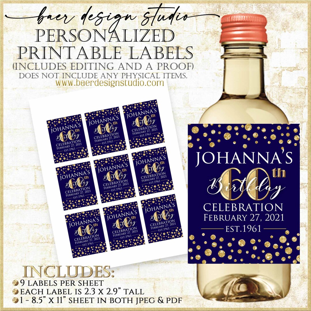 Thank You Wine Bottle Labels:sutter Home Mini Wine Bottle Labels, Navy ...