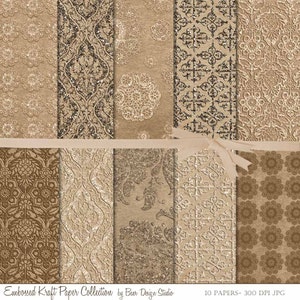 Papel digital Taupe Damask, papel digital Mocha Mousse, papel digital William Morris, papel digital Brown Embossed 15100