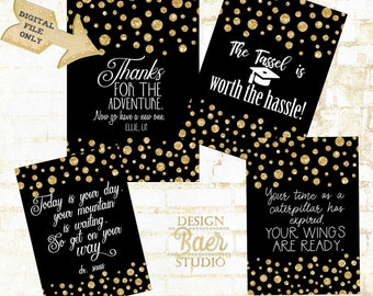 Letrero de graduación imprimible: Letreros de graduación negros y dorados, descarga instantánea, n.° 4219