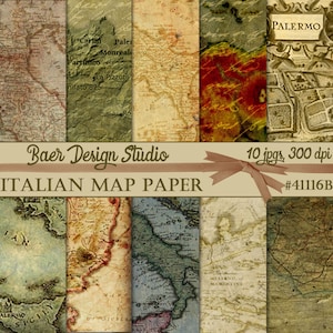 Papel digital de mapas: documento de antecedentes de mapas italianos, papel digital de mapas sicilianos, papel digital de mapas VIntage, mapa de Italia, mapa digital de alta resolución