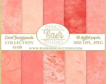 Peach Fuzz DIGITAL BACKGROUND PAPER:Peach Digital Paper, Photography Background, Coral Distressed Digital Paper, Peach Marble Digital Paper