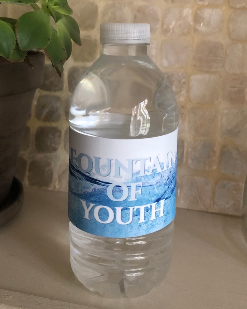 Printable Water Bottle Label:fountain of Youth Water Bottle - Etsy